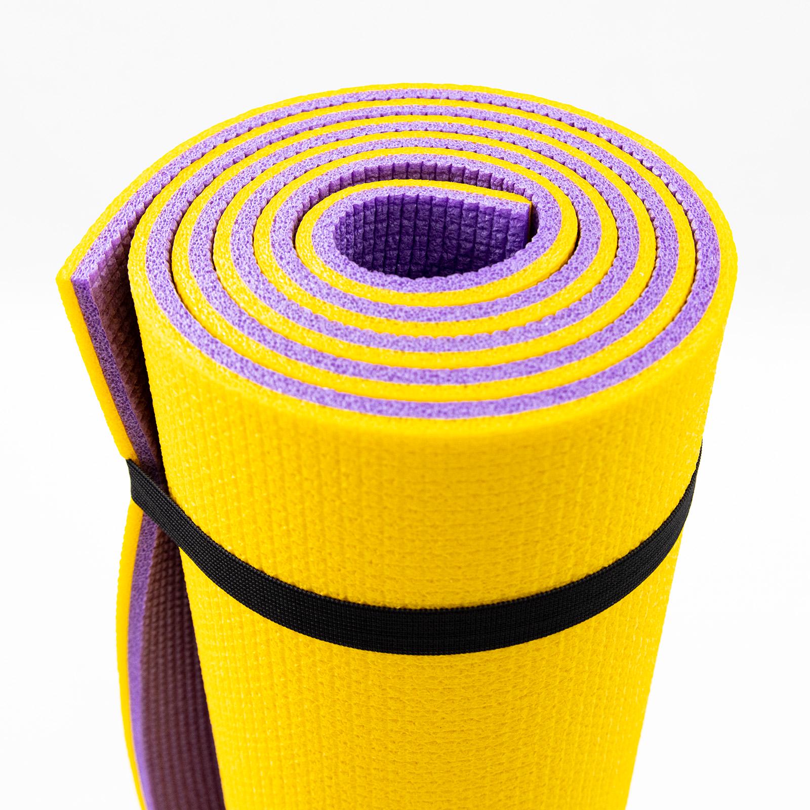 Килимок для йоги та чохол OSPORT n-0008 Спорт 8 мм Жовтий/Фіолетовий (21469) - фото 5