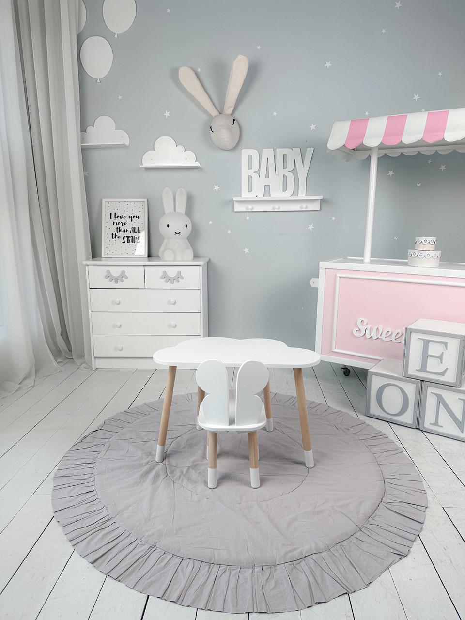 Комплект дитячих меблів Хмарка столик та стілець дерев'яний Білий (П4К-bg-992566) - фото 4 Комплект дитячих меблів Хмарка столик та стілець дерев'яний Білий (П4К-bg-992566) - фото 4