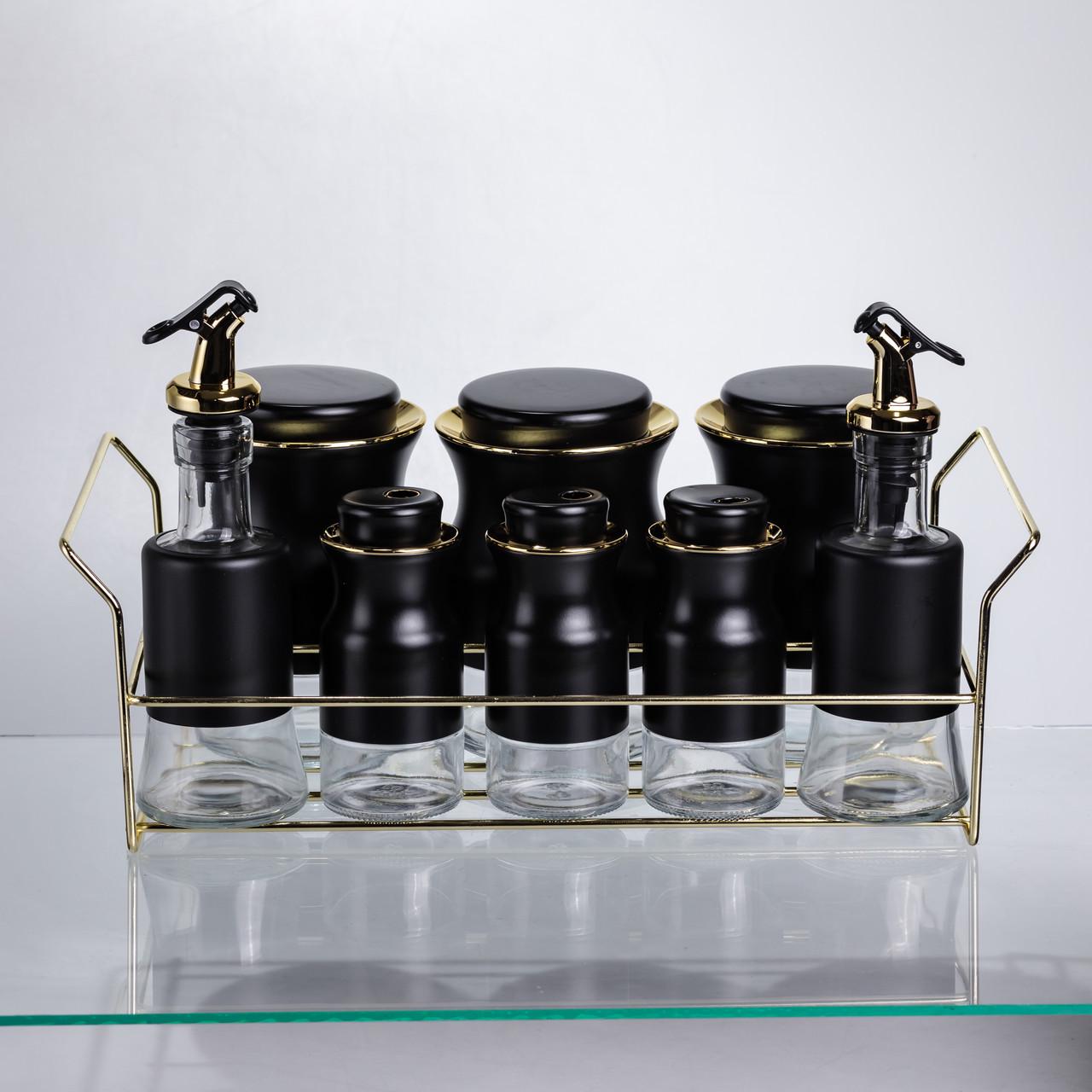 Набір для спецій і рідких текстур на металевій підставці Чорний (HP-1359) - фото 2 Набір для спецій і рідких текстур на металевій підставці Чорний (HP-1359) - фото 2