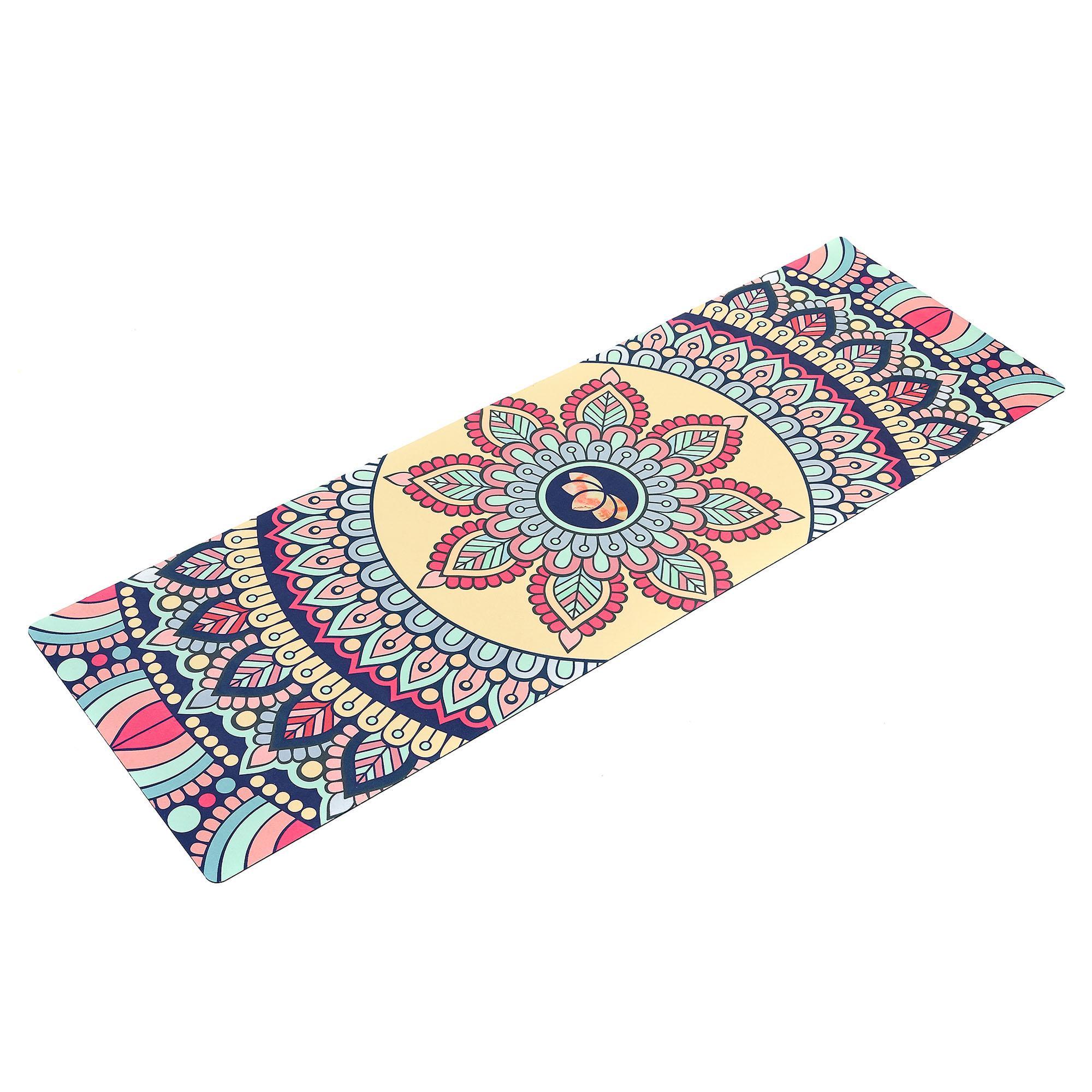 Килимок для йоги Замшевий Record FI-5662-14 183x61x0,3 см Бежевий з квітковим принтом (NA004127)