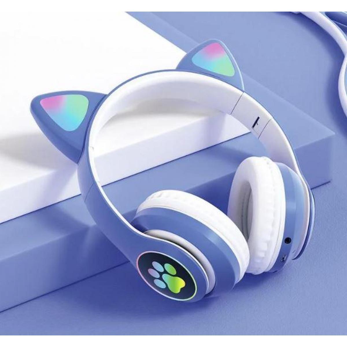 Наушники Bluetooth MDR CAT ear VZV-23M 7805 с подсветкой Blue (018067) - фото 2