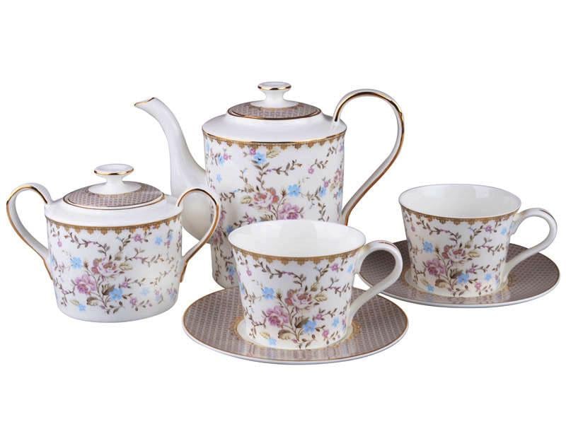 Чайний сервіз Lefard Діана 264-623 на 6 персон з чайником Білий
