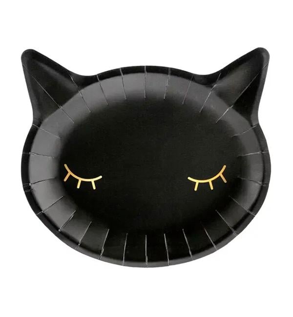 Тарілки паперові Party Deco Party Deco Кіт 22х20 см 6 шт. Чорний (10342)