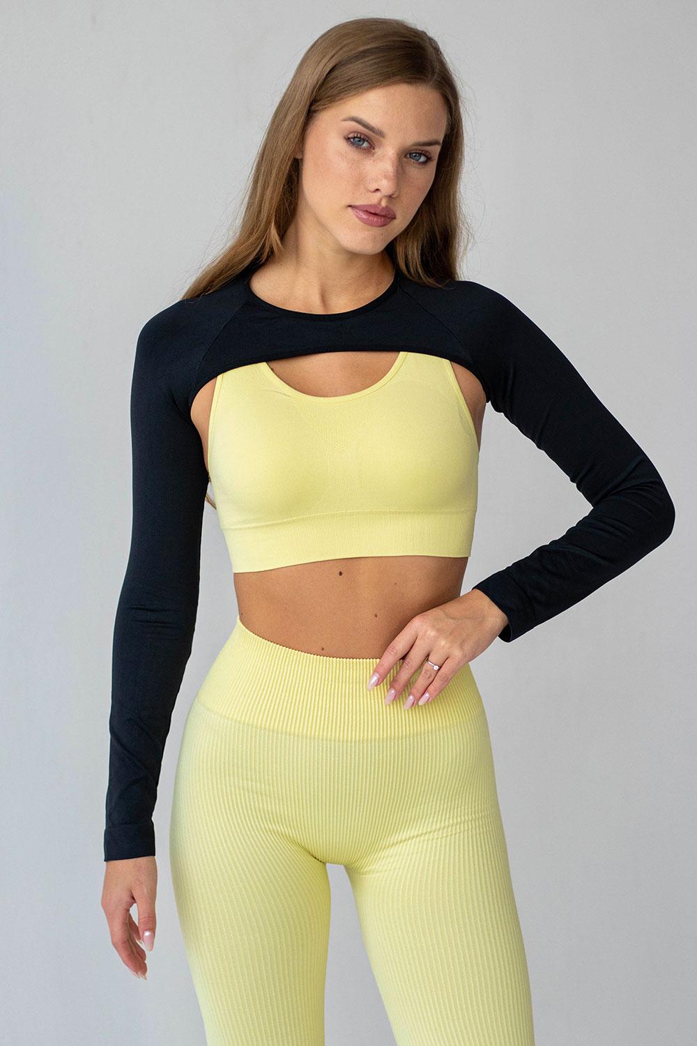 Кроп-лонгслів жіночий Giulia FLEX SLEEVE S/M Black (31886545)