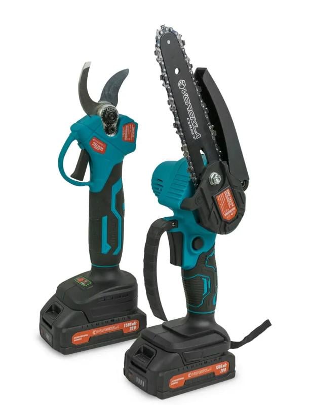 Мини-пила VORSKLA ПМЗ 153/20 с секатором ПМЗ 2/20 с 2 аккумуляторами/зарядным устройством в кейсе (4801001)