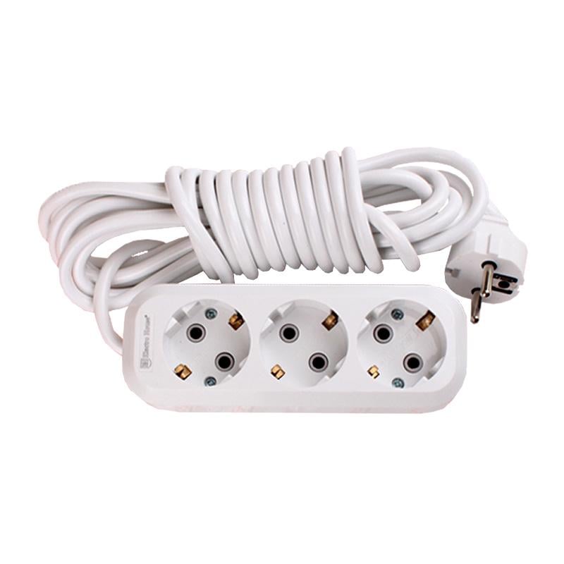 Подовжувач із заземленням Electro House 3 гнізда 16А 3 м Білий (2105)