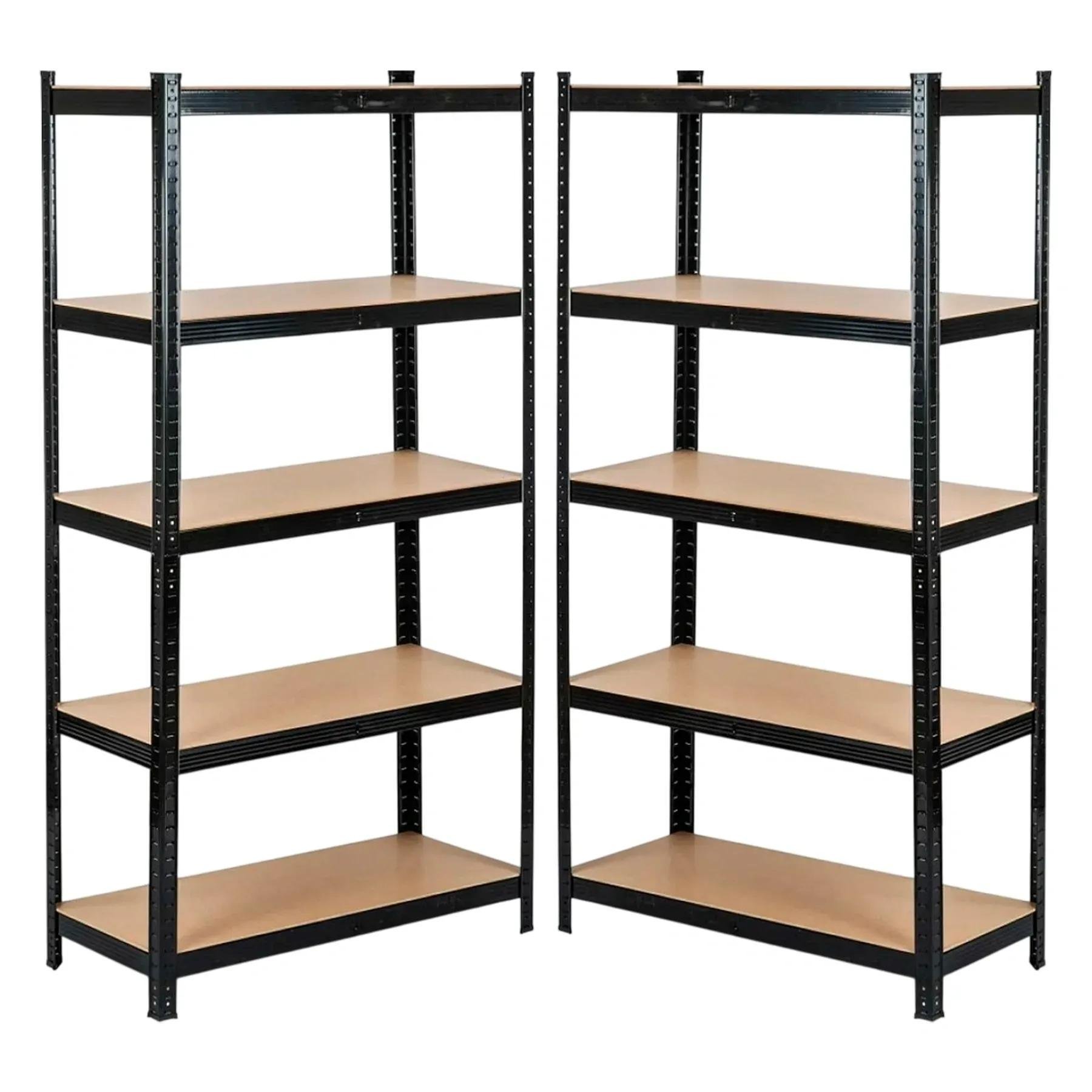 Стелаж складський 4Points StrongShelf 2 шт. 150х70х30 см з 5 полицями МДФ металевий розбірний Чорний (DA-4P150B30+)
