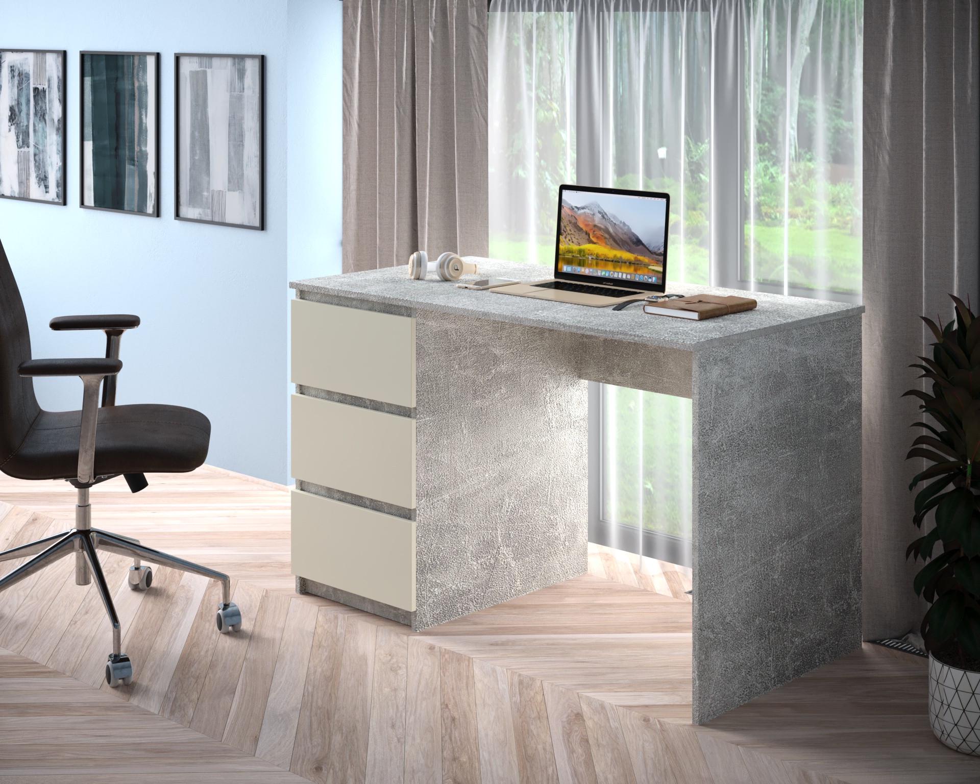 Письменный стол Kade-2 3 ящика 130х50х75 см Ателье светлый/Белый (Kade213050ASBF)