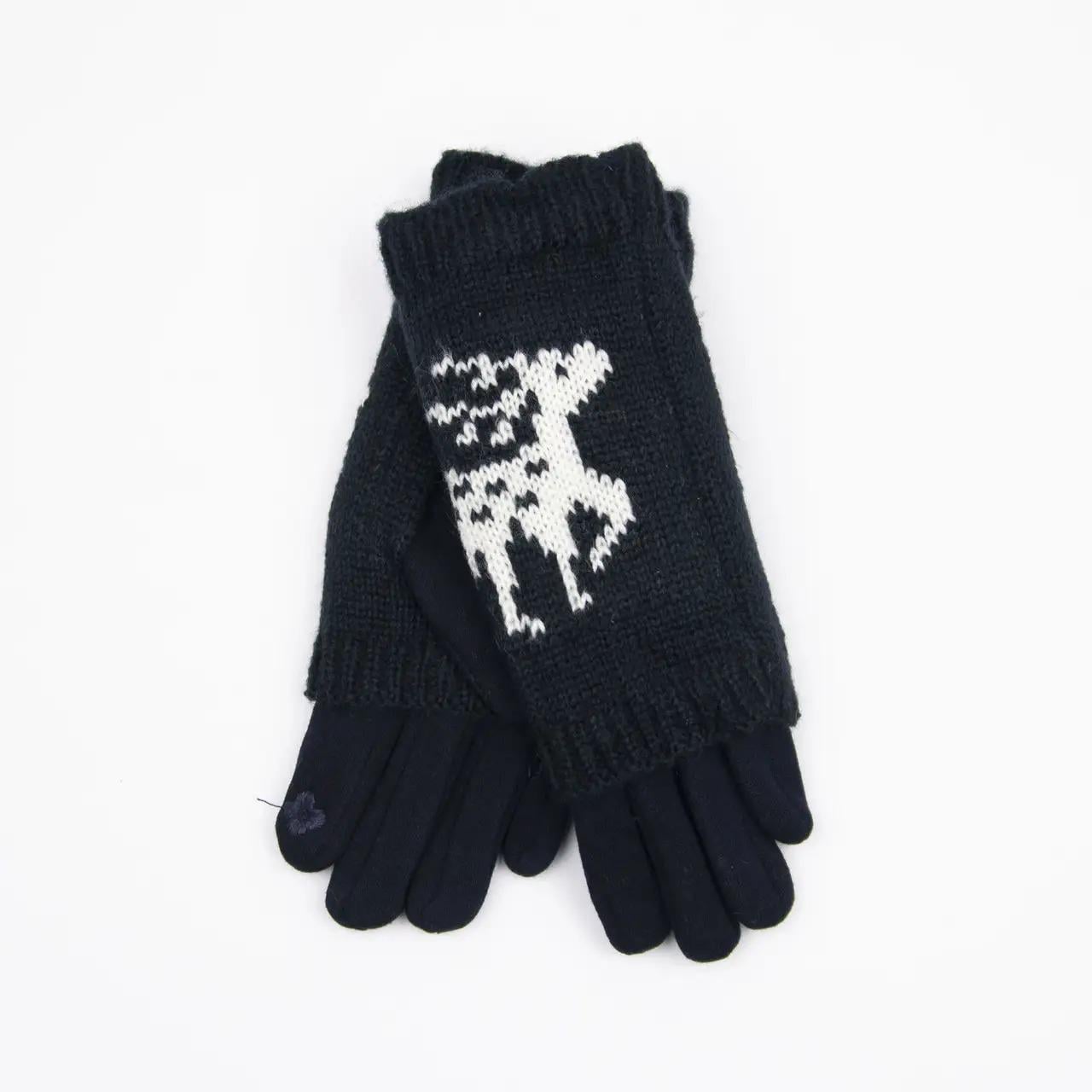 Подростковые перчатки стрейчевые для сенсорных телефонов с оленями S Синий (18-1-33)