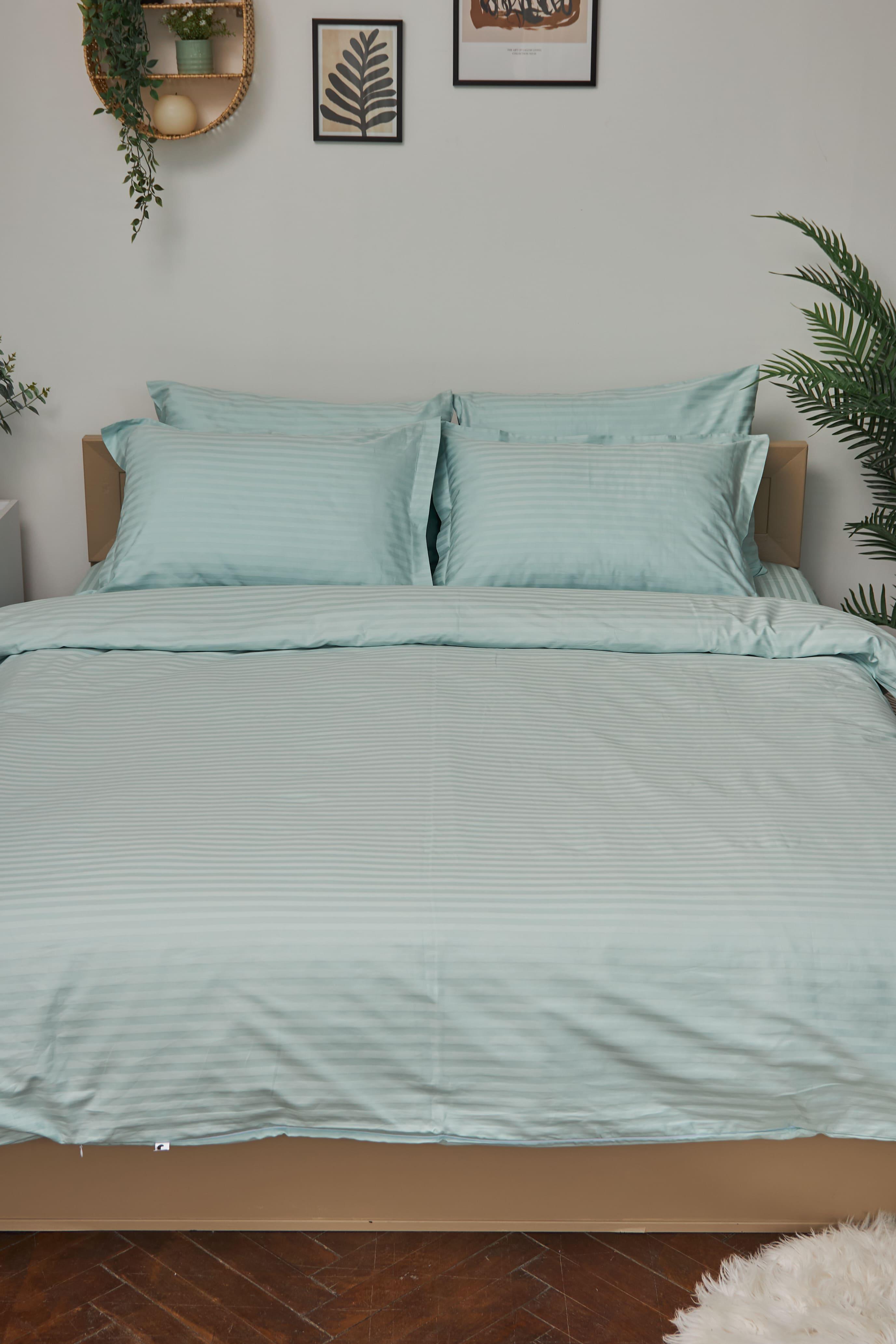 Пододеяльник Moon&Star Stripe Stripe Mint satin двуспальный 175х210 см (MS-870000437)