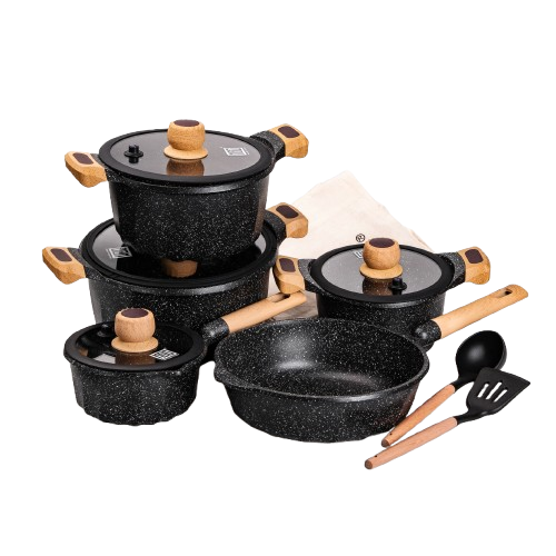 Набор посуды MGC с антипригарным покрытием 8 предметов 1,9/2/3/3,2/5,3 л Черный (HP-4-404B) - фото 6 Набор посуды MGC с антипригарным покрытием 8 предметов 1,9/2/3/3,2/5,3 л Черный (HP-4-404B) - фото 6