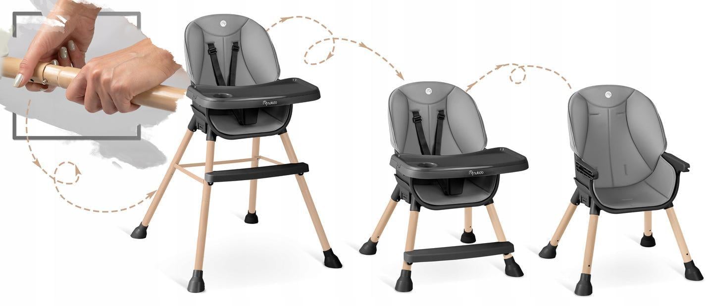 Стульчик для кормления Nukido Tilo 3в1 Серо-черный (701000) - фото 4