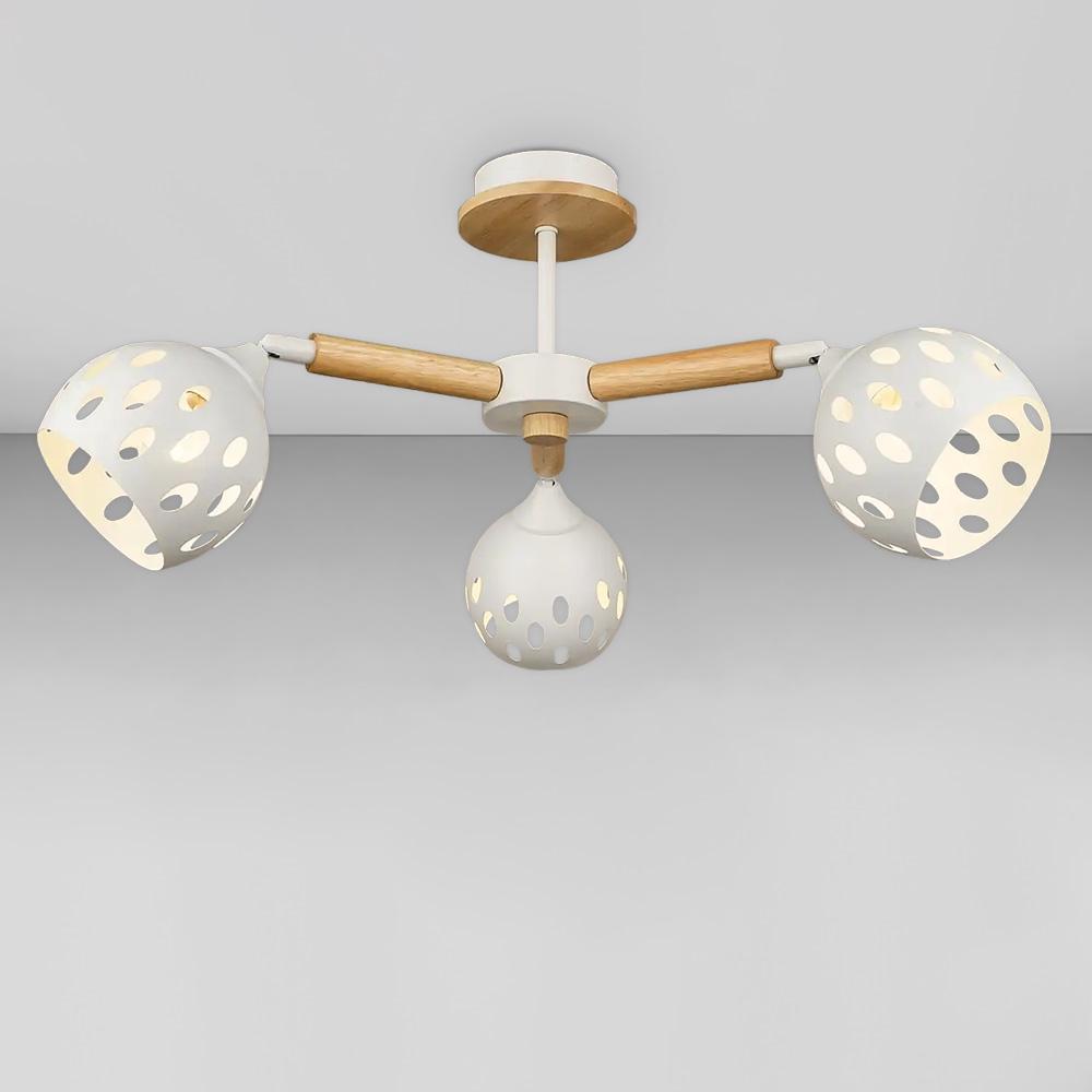 Потолочная люстра Light House SR-18520/3 WT 650х290 мм с деревянными вставками Белый
