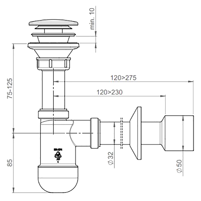 Сифон для раковины Prevex Basic PR3-C4N35-002/004 Белый (799) - фото 2