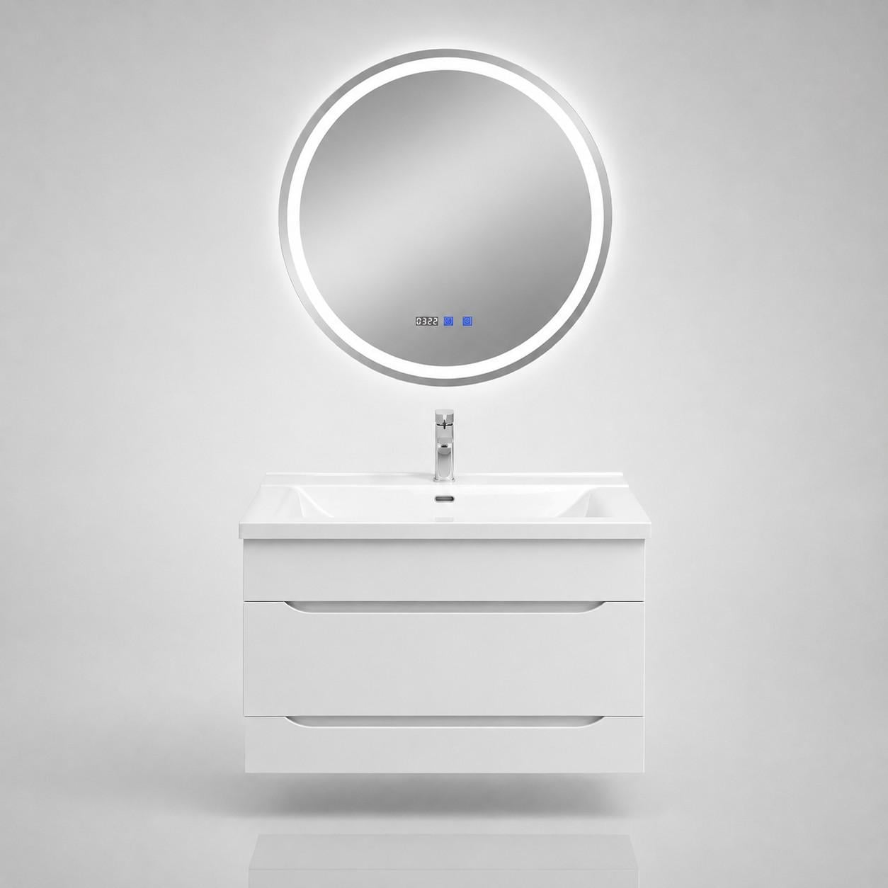 Готовое решение для ванной комнаты Sanwest Мальта 4в1/Adamant Quanto 60/Qtap Grand Chrome/White/LED-зеркало круглое Ø 60 см