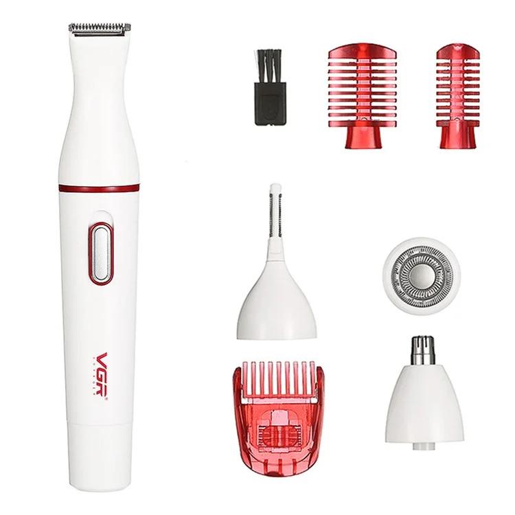 Тример для носа та брів VGR Set V-725 4в1 акумуляторний з додатковими насадками Білий (6544211123)