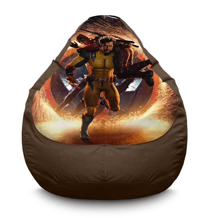 Крісло-мішок iPuff Deadpool vs Wolverine Escape оксфорд XXL 90х125 см Коричневий (113925-1)