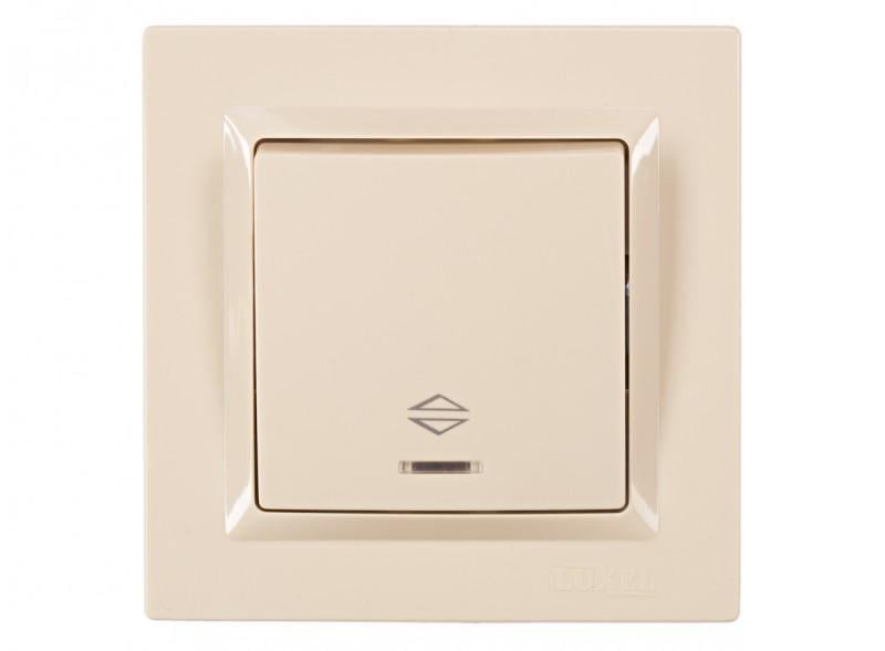 Выключатель одноклавишный проходной Luxel JAZZ 9316 с подсветкой Кремовый (27551323)