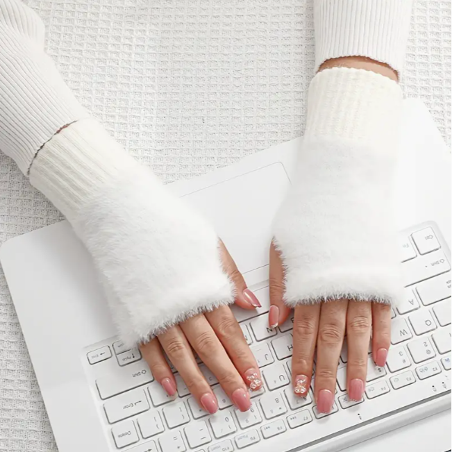 Рукавички-мітинки жіночі хутряні без пальців L (1303/1)