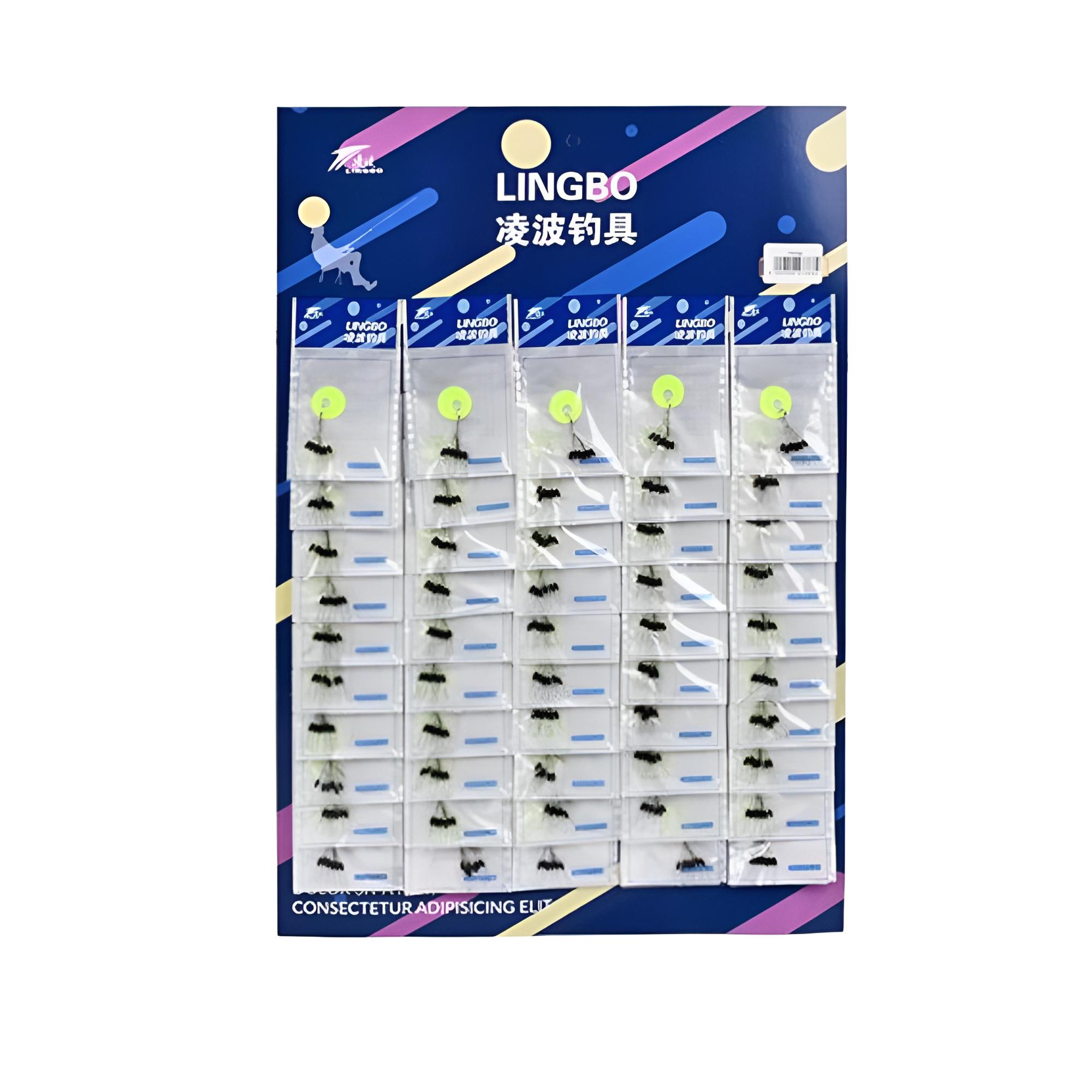 Набір стопорів для риболовлі LINGBO FF23617 6в1 на петлі 50 шт. Чорний з салатовим (29424557)