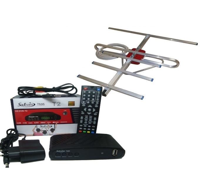 Тюнер SatCom T505 T2 Internet/антенна с усилителем A-sus 0,3 комнатнаяПрием сигнала до 35 км