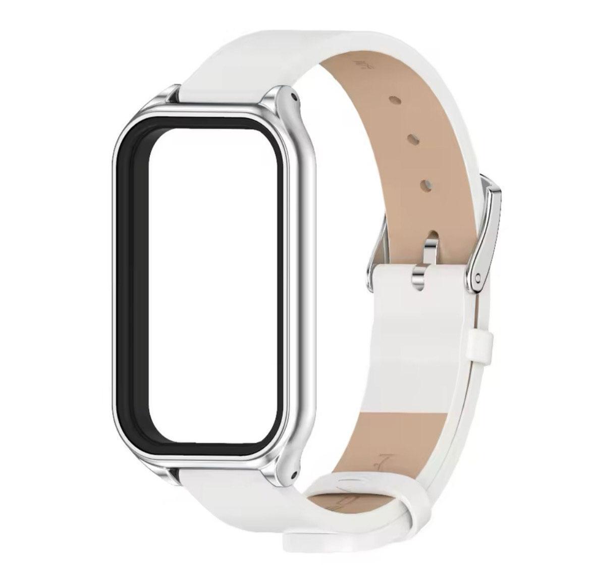 Ремешок кожаный Mijobs для фитнес браслета Xiaomi Smart Band 9 Active White (2583370780) - фото 1