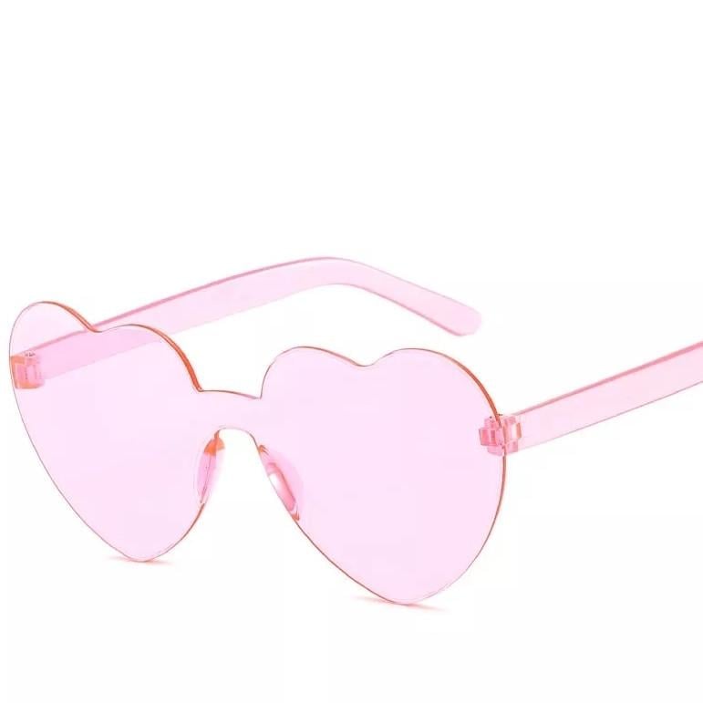 Солнцезащитные очки безоправные в форме сердца Розовый