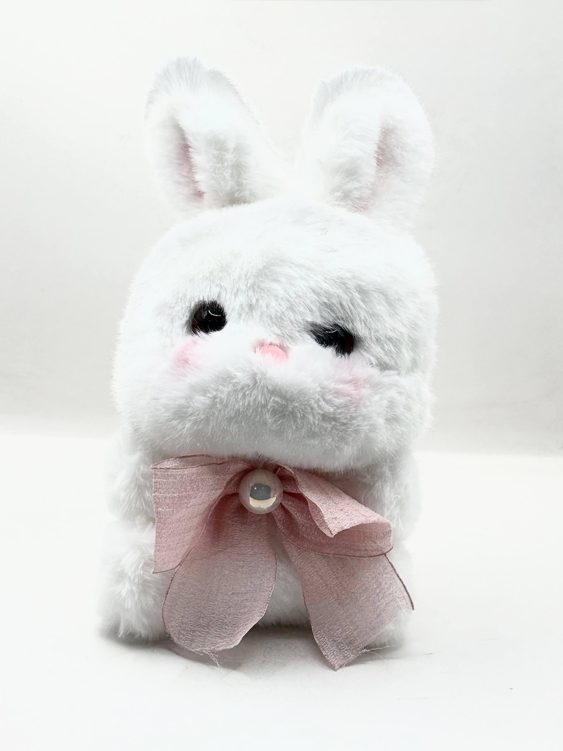 Мягкая игрушка Зайчонок с розовым бантиком 20 см Белый (RS88)