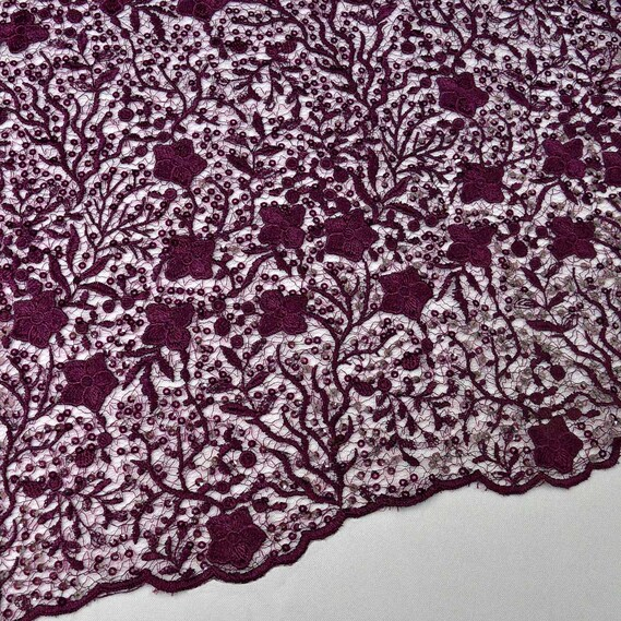 Ткань гипюр-пайетка IDEIA Соломия 1,3 м Сливовый (2200004180038)