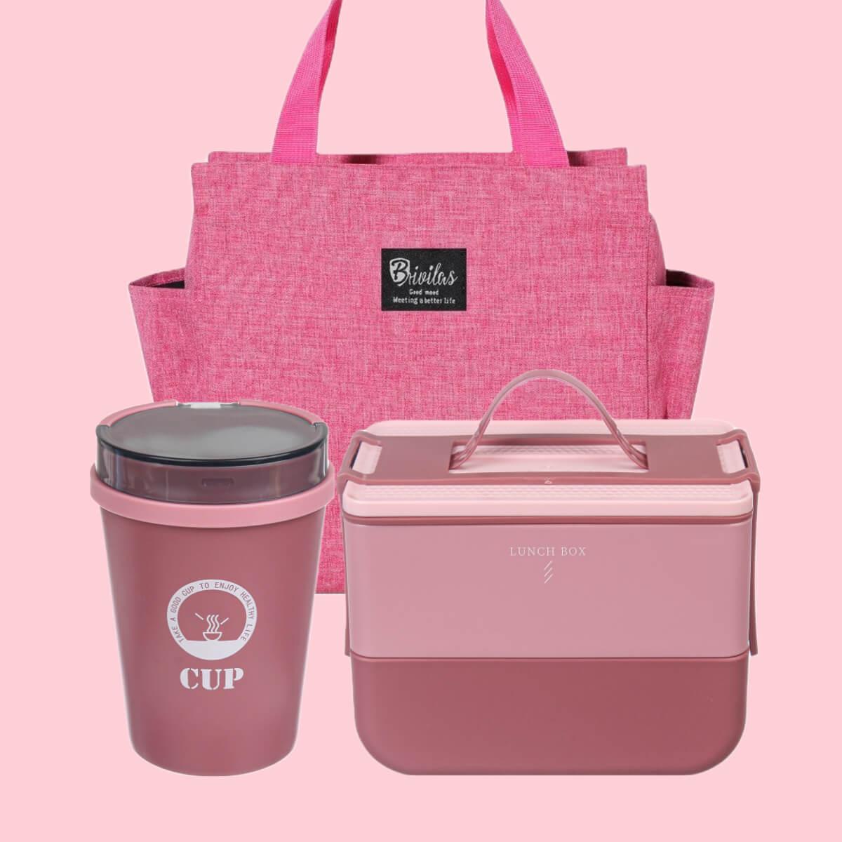 Термосумка + ланчбокс 1200 мл и стакан 500 мл Pink (с018) - фото 8 Термосумка + ланчбокс 1200 мл и стакан 500 мл Pink (с018) - фото 8