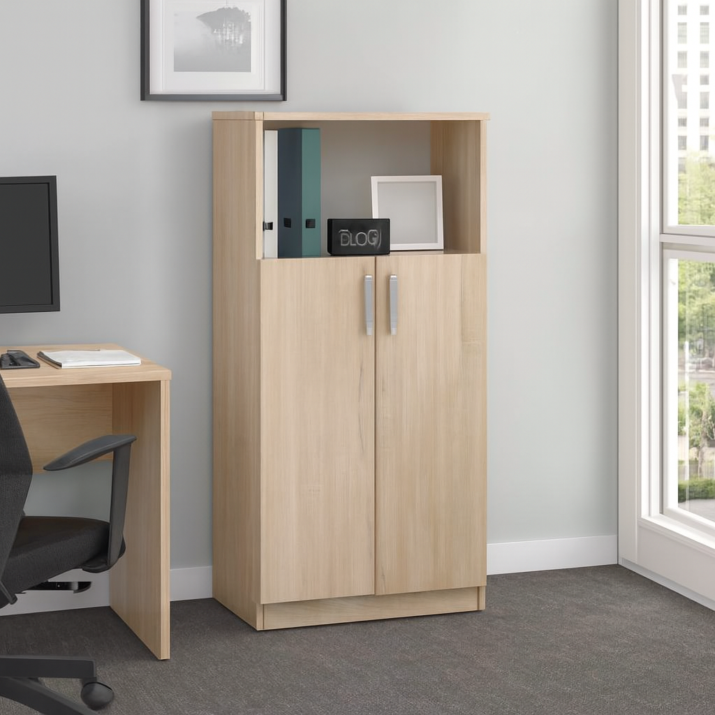 Шафа книжкова Kompanit КШ-15 ЛДСП з полицями та дверцятами 61х37х120 см Дуб сонома (31744898)