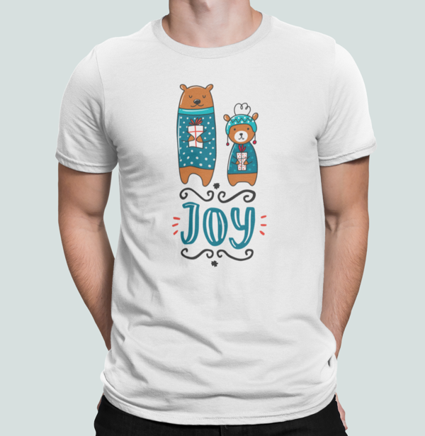 Футболка мужская новогодняя Stedman с принтом Joy Мишки XXXL Белый (НГ17-12)