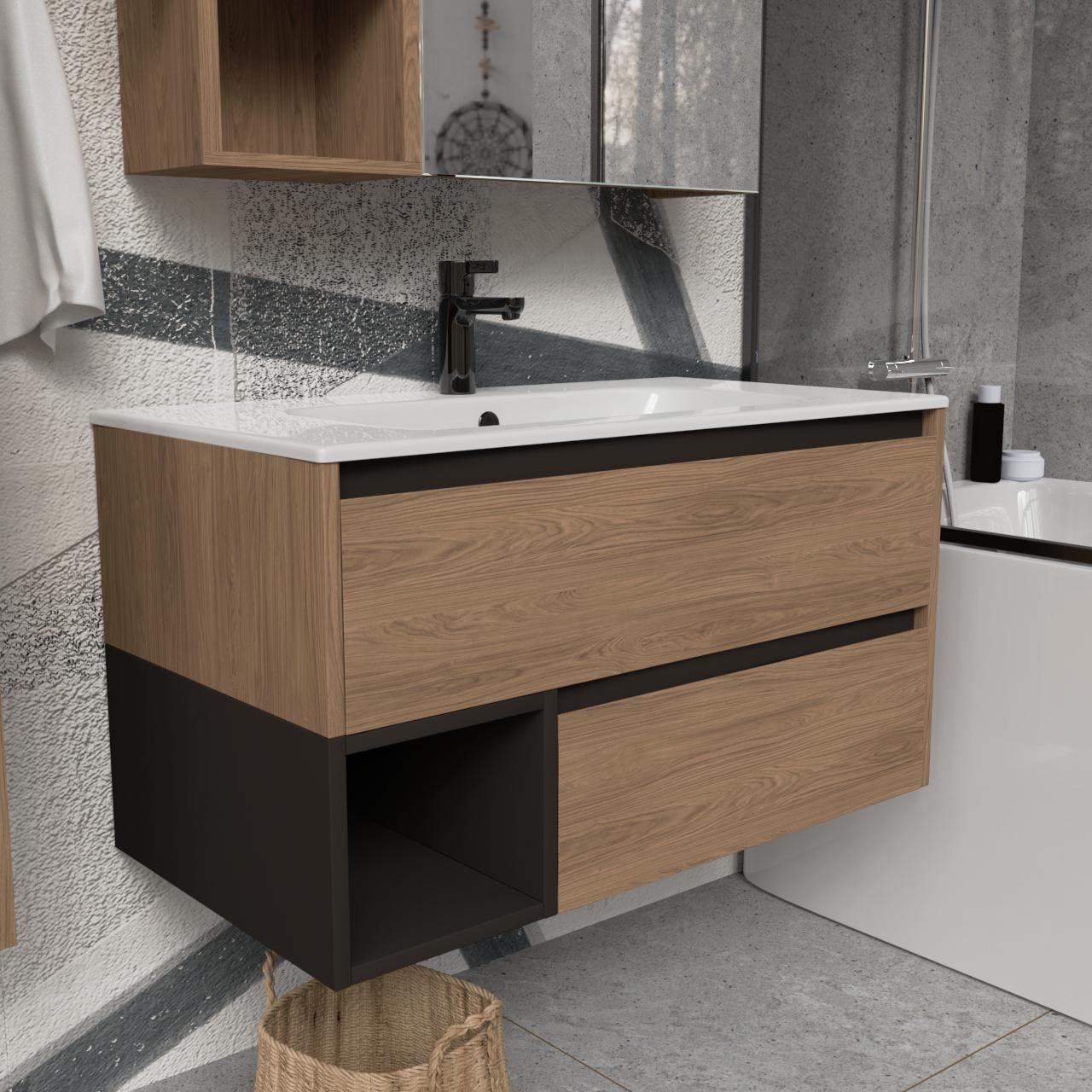 Тумба підвісна з раковиною MVK Vostok Craft 90 В2 900х450х530 мм Дуб Казелла (c290kll) - фото 2 Тумба підвісна з раковиною MVK Vostok Craft 90 В2 900х450х530 мм Дуб Казелла (c290kll) - фото 2