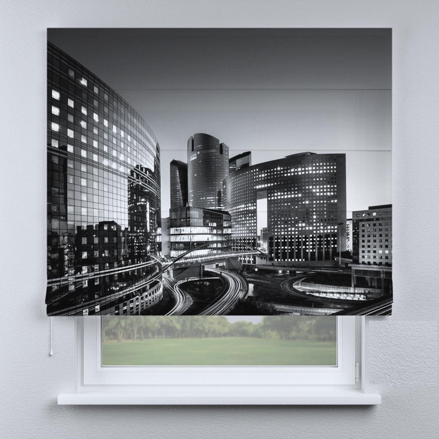 Римская штора Веревочный карниз Wenster ДВ 15-15-6 Город Black&White 250х170 см Черный (616693)