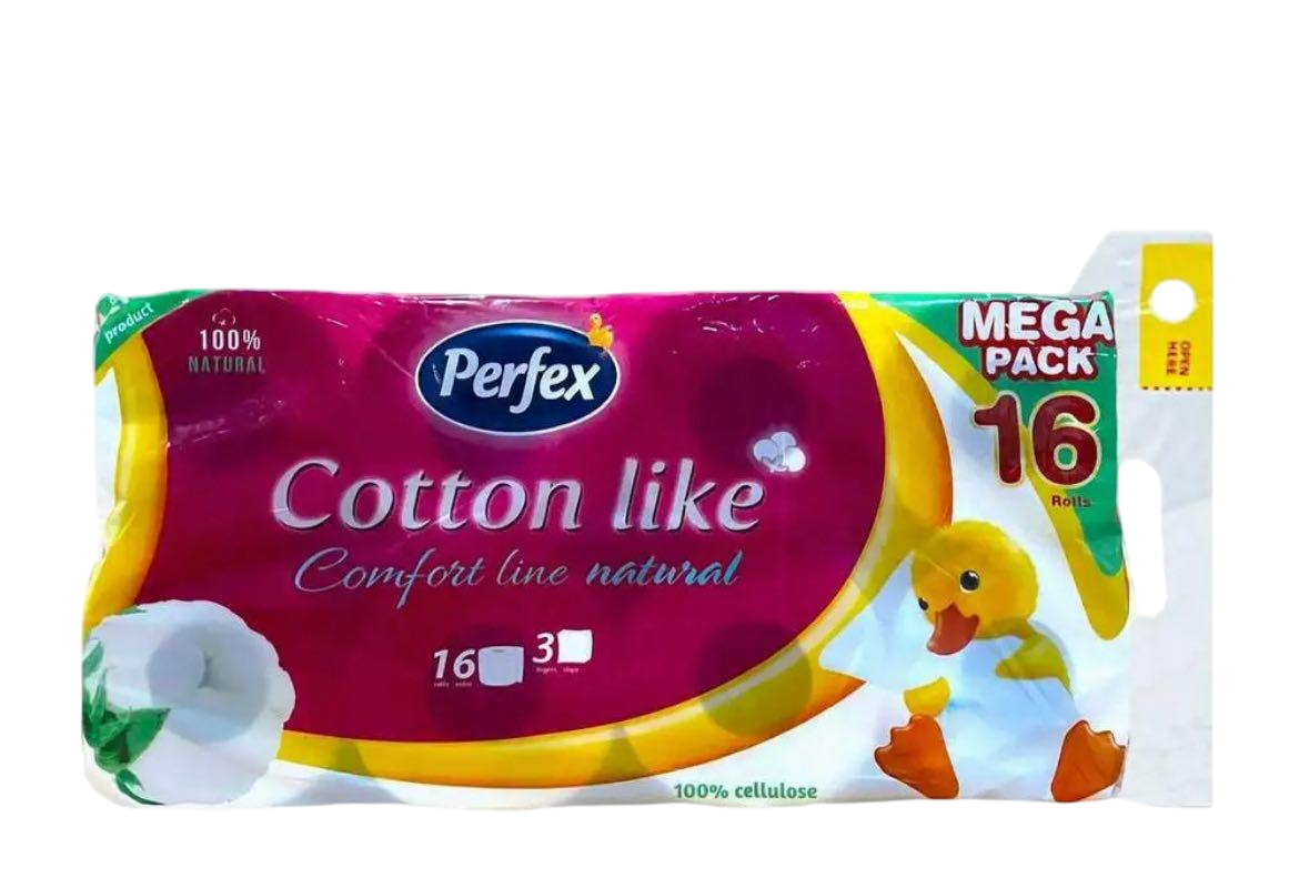 Туалетний папір PERFEX Cotton Like 3 шари 16 шт.
