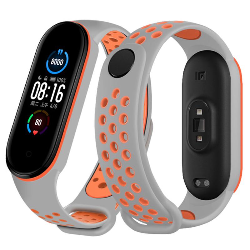 Ремешок для фитнес-браслета Xiaomi Mi Band 5/6/7 Nike Design Серый/Оранжевый (1388820355) Ремешок для фитнес-браслета Xiaomi Mi Band 5/6/7 Nike Design Серый/Оранжевый (1388820355)