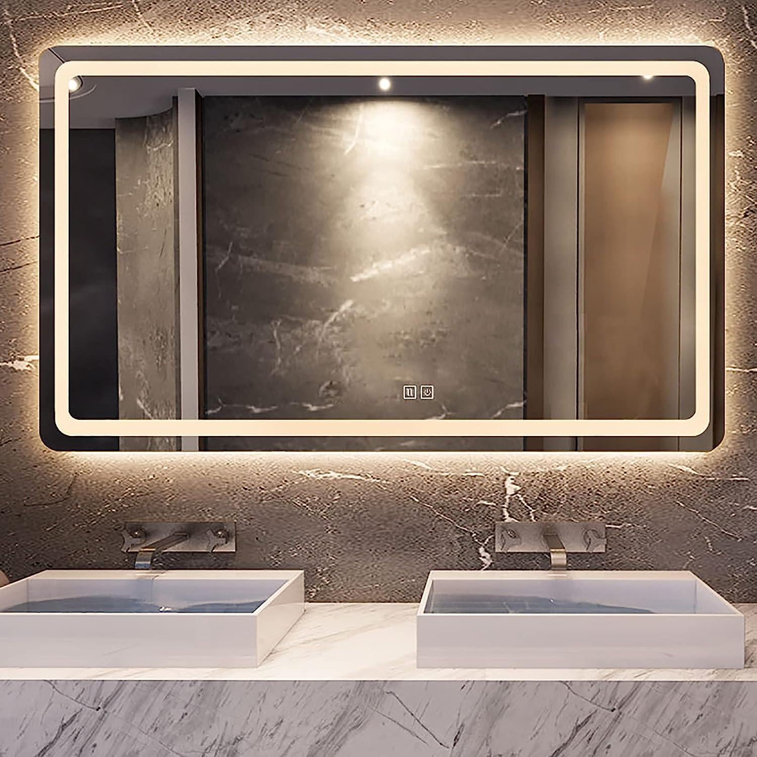 Зеркало Dim Dzerkal NABIO с LED-подсветкой/сенсорным управлением/подогревом 50х70 см (11866)