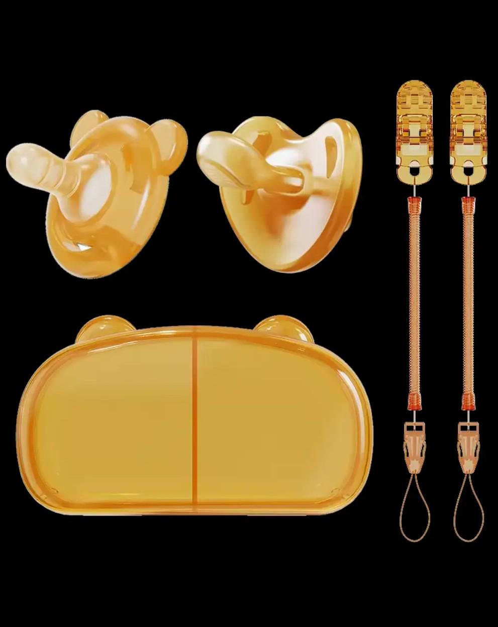 Набір дитячих силіконових тримачей з пустушками День і ніч у футлярі 5в1 - фото 2 Набір дитячих силіконових тримачей з пустушками День і ніч у футлярі 5в1 - фото 2