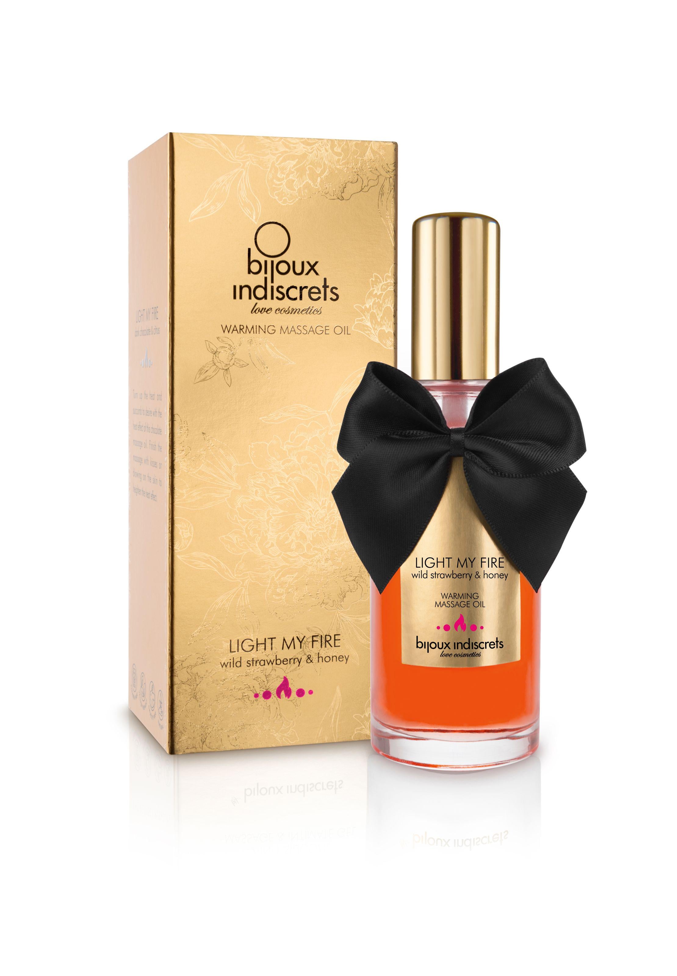 Согревающее массажное масло Bijoux Cosmetiques LIGHT MY FIRE земляника с медом 100 мл