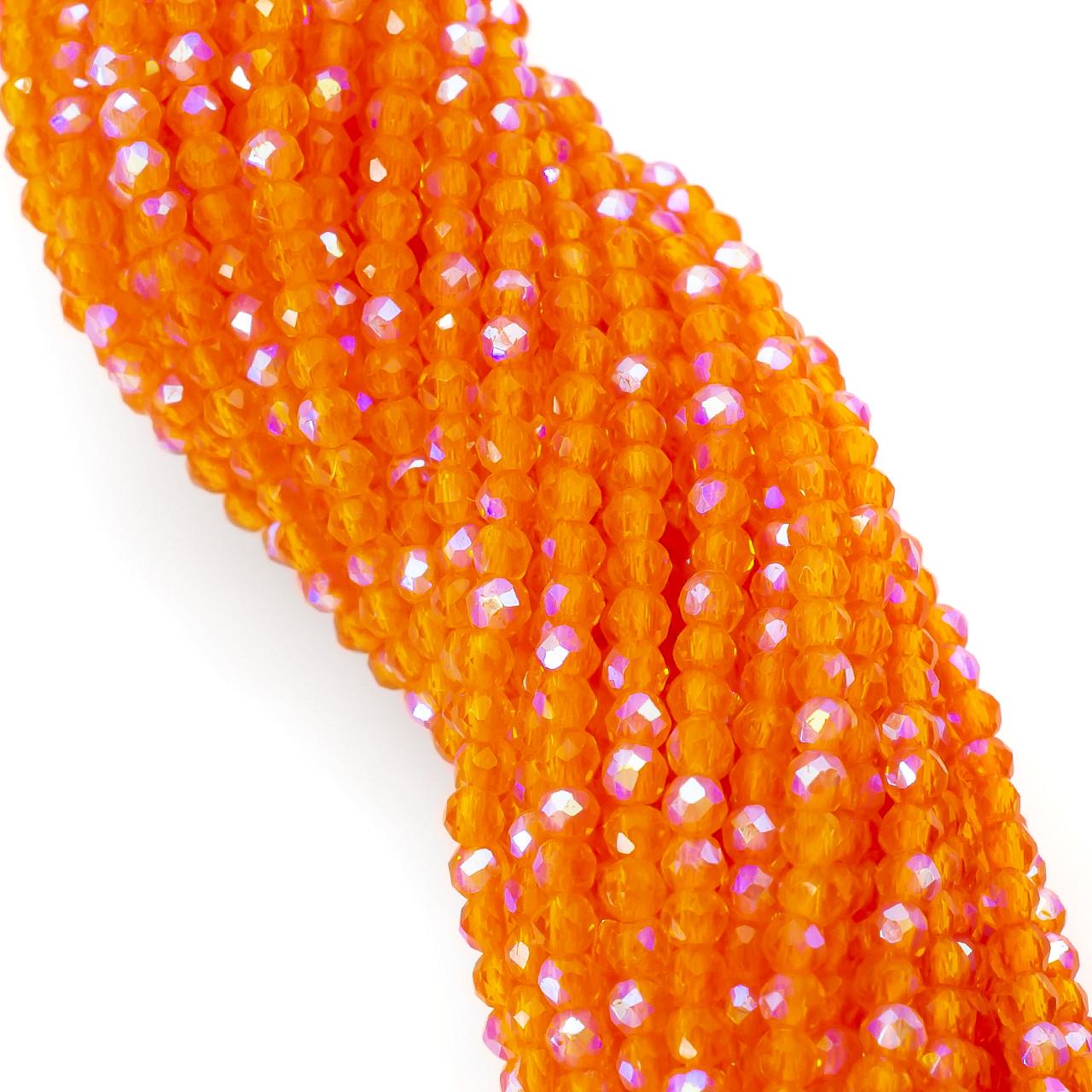 Бусины из шпинели на нитке круглая огранка 37 см 2 мм 200 шт. Радужно-оранжевый (БШ3702к83)