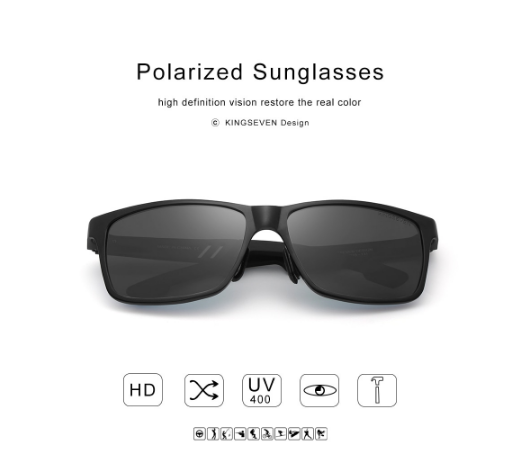 Чоловічі сонцезахисні окуляри KINGSEVEN DESIGN N7180 в класичній оправі з поляризованими лінзами Чорний/Срібний - фото 6