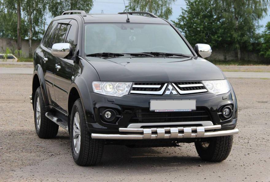 Передняя защита ST015 CAN для Mitsubishi L200 2006-2015 гг. нержавеющая сталь Хром