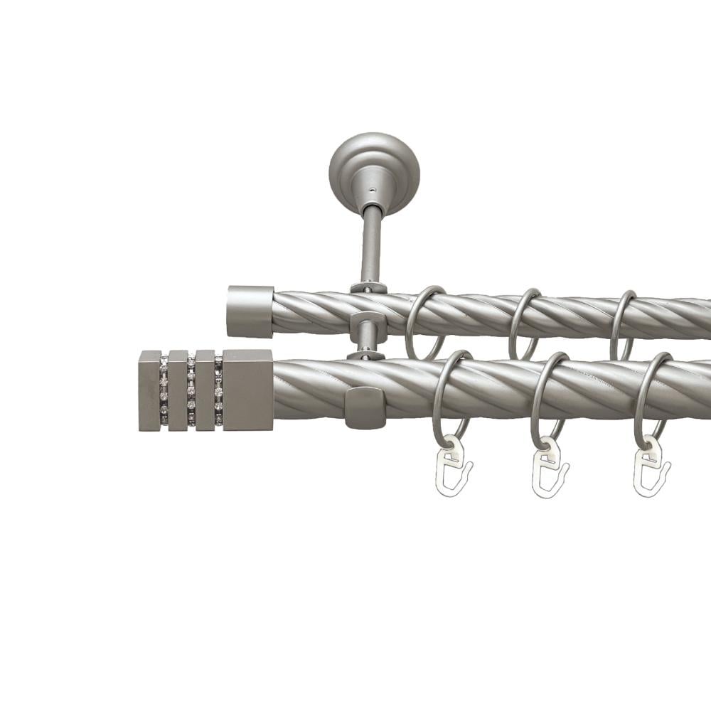 Карниз Orvit Ацтека металевий дворядний відкритий скручена труба кільце металеве 25/19 мм 160 см Сатин (00-00023632)