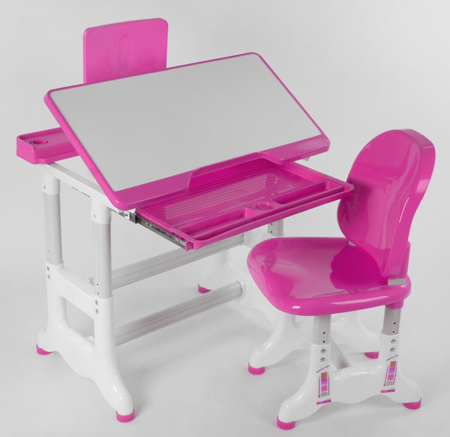 Парта со стульчиком регулируемая высота и угол наклона столешницы металл/пластик 71х49 см Pink (94156) - фото 2 Парта со стульчиком регулируемая высота и угол наклона столешницы металл/пластик 71х49 см Pink (94156) - фото 2