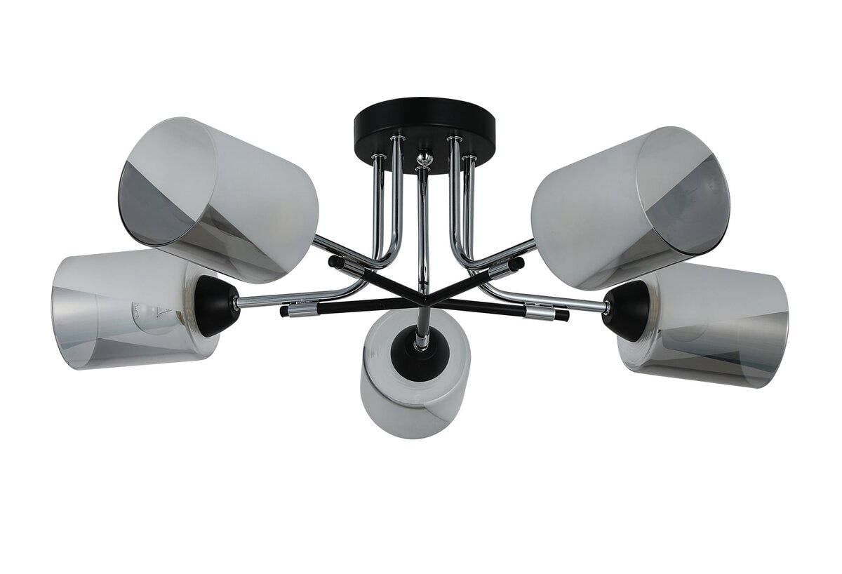 Люстра потолочная Light House SRS-20765/5 плафон белый/серый Черный/Хром Люстра потолочная Light House SRS-20765/5 плафон белый/серый Черный/Хром
