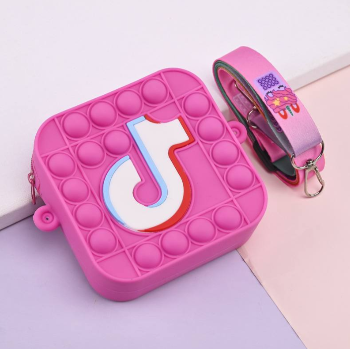 Дитяча силіконова сумочка Pop It-гаманець C4351 TikTok Малиновий (1697856067)