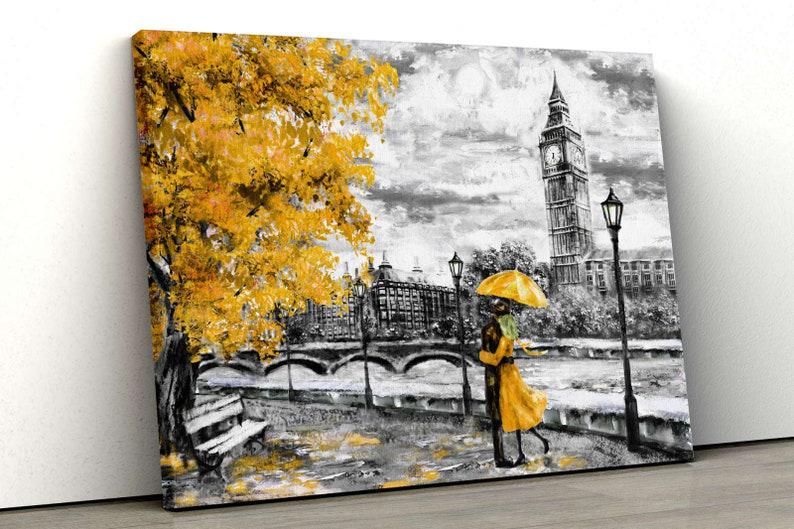 Картина на холсте KIL Art Биг-Бен и пара с зонтиком 122x81 см (118)