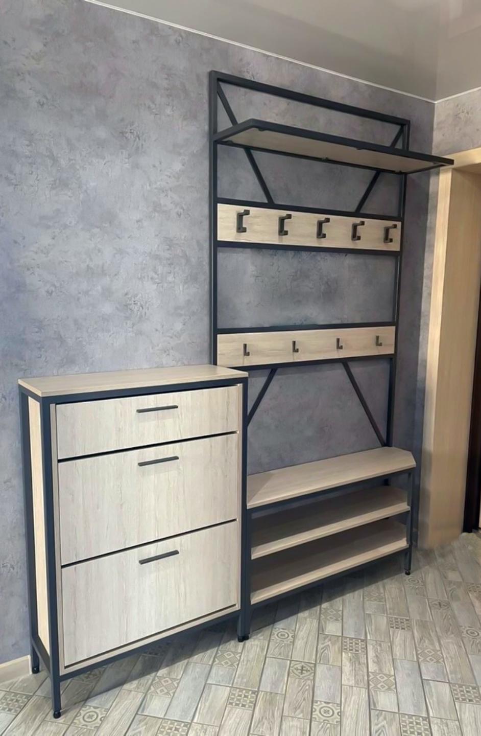 Комплект мебели для прихожей EcoLoft IN-2130 Лофт Светло-коричневый (23478106)