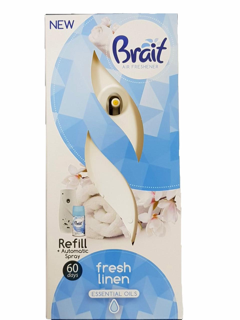 Освежитель воздуха Brait Fresh Linen автоматический набор + сменный баллон 250 мл