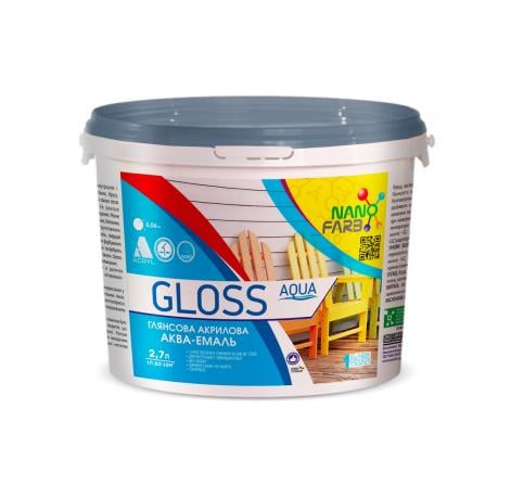 Эмаль глянцевая Nanofarb Gloss Aqua универсальная 2,7 л